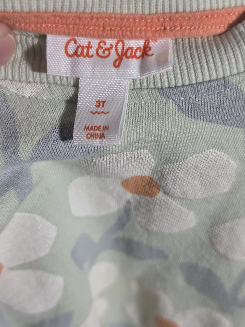 Cat & Jack Pastel Green Floral Puff-Sleeve Sweater